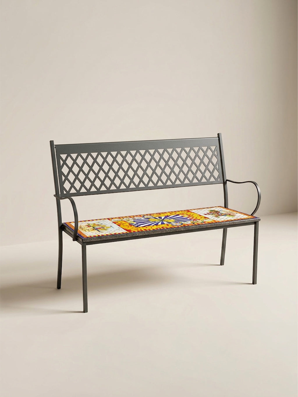 Lava Stone Bench with Backrest