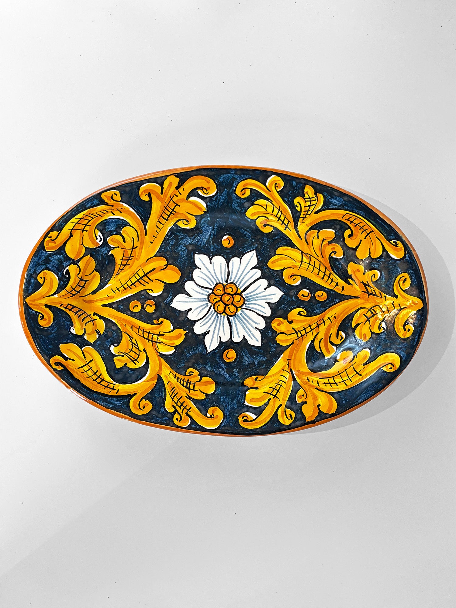 Hand-painted Sicilian oval plate 30cm decorative ceramic