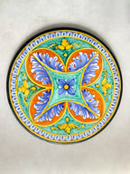 Round Table Lava Stone Top with Wrought Iron Base