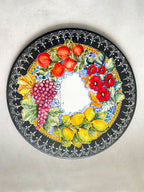 Round Table Lava Stone Top with Wrought Iron Base