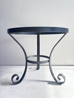 Round Table Lava Stone Top with Wrought Iron Base