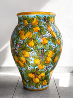 Hand-painted Sicilian vase H70cm premium edition with lemon design